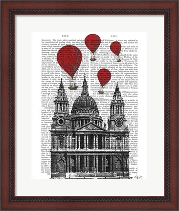 Framed St Pauls Cathedral and Red Hot Air Balloons Print