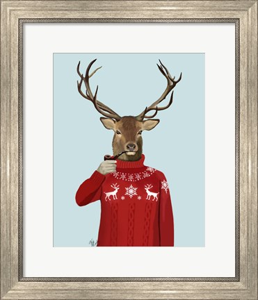 Framed Deer in Ski Sweater Print