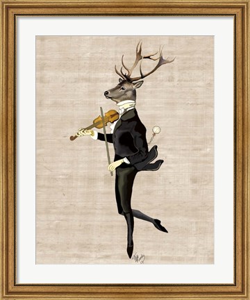 Framed Dancing Deer with Violin Print