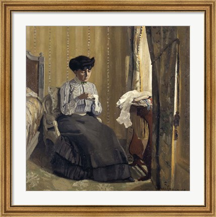 Framed Woman Sewing, 1905 Print