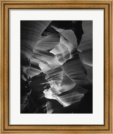 Framed Red Sandstone Walls, Lower Antelope Canyon (Black &amp; White) Print