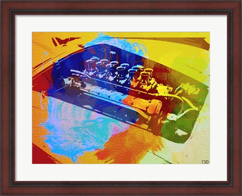 Framed Ferrari Engine Watercolor Print