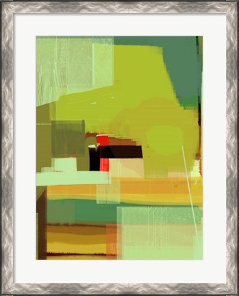 Framed Green and Brown Abstract 5 Print