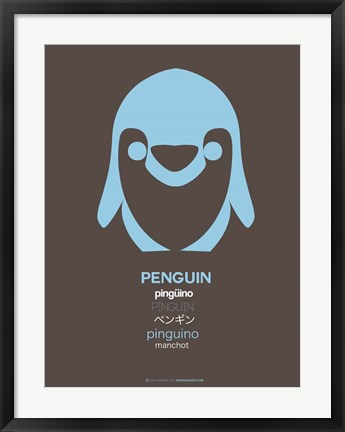 Framed Blue Pinguin Multilingual Print