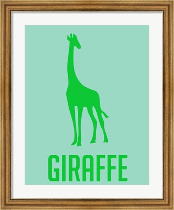 Framed Giraffe Green Print