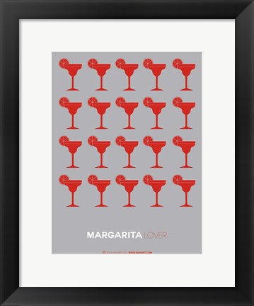 Framed Red Margaritas Grey Print