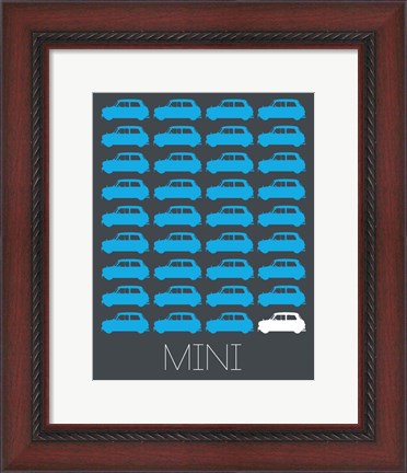 Framed Blue Mini Cooper Print