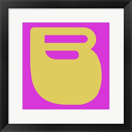 Framed Letter B Yellow Print