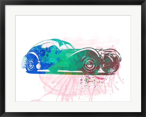 Framed Bugatti Atlantic Watercolor 1 Print