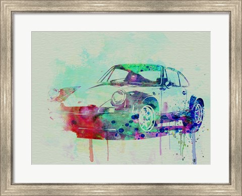 Framed Porsche 911 Watercolor 2 Print