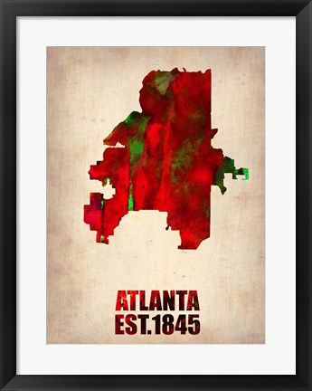 Framed Atlanta Watercolor Map Print