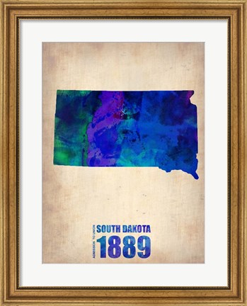 Framed South Dakota Watercolor Map Print