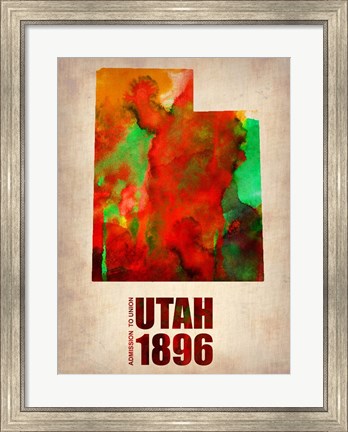 Framed Utah Watercolor Map Print