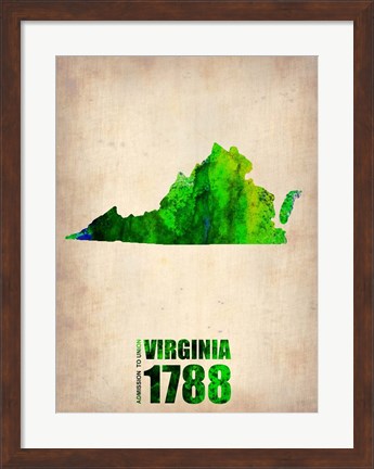 Framed Virginia Watercolor Map Print