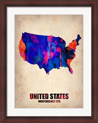 Framed USA Watercolor Map 1 Print