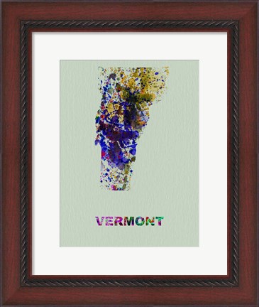 Framed Vermont Color Splatter Map Print