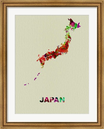 Framed Japan Color Splatter Map Print