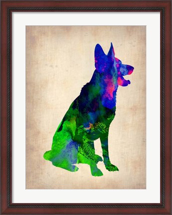 Framed German Sheppard Watercolor Print