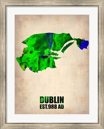 Framed Dublin Watercolor Map Print