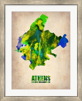 Framed Athens Watercolor Print