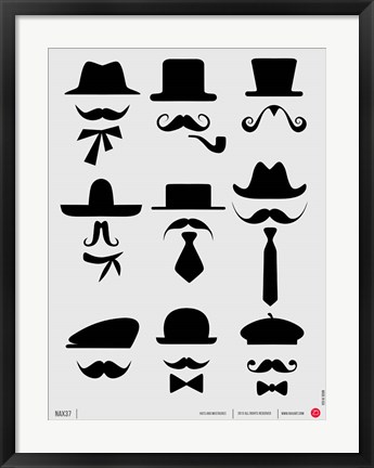 Framed Hats and Mustaches 1 Print