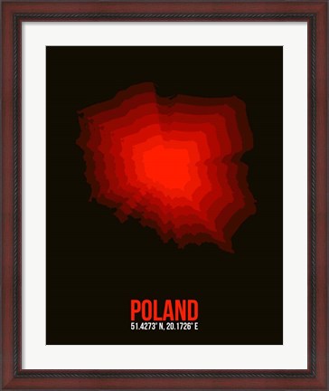 Framed Poland Radiant Map 3 Print