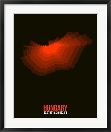 Framed Hungary Radiant Map 1 Print