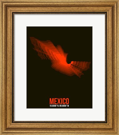 Framed Mexico Radiant Map 3 Print