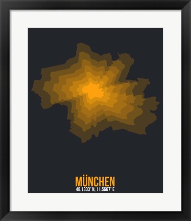 Framed Munchen Radiant Map 3 Print