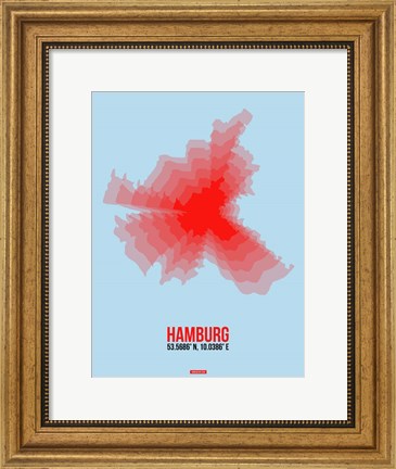 Framed Hamburg Radiant Map 1 Print