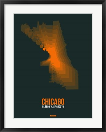 Framed Chicago Radiant Map 4 Print