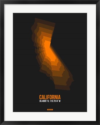 Framed California Radiant Map 2 Print