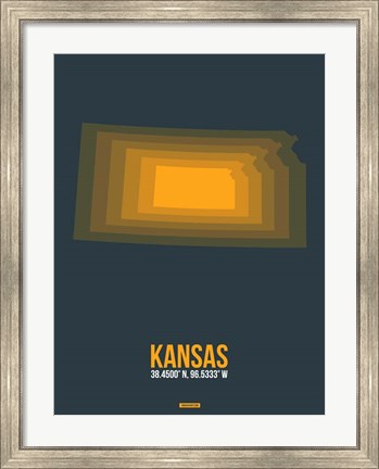 Framed Kansas Radiant Map 4 Print