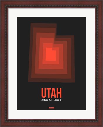 Framed Utah Radiant Map 6 Print