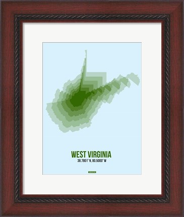 Framed West Virginia Radiant Map 2 Print