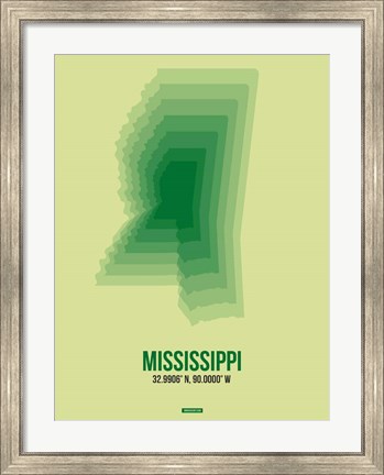 Framed Mississippi Radiant Map 3 Print