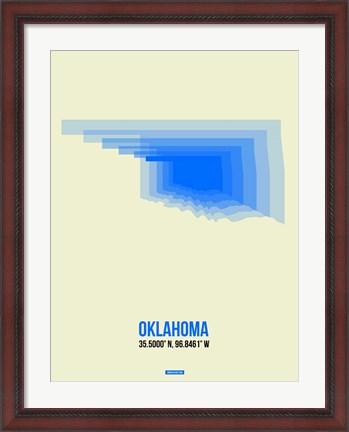 Framed Oklahoma Radiant Map 1 Print