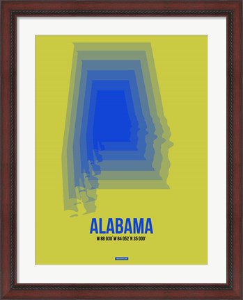 Framed Alabama Radiant Map 3 Print