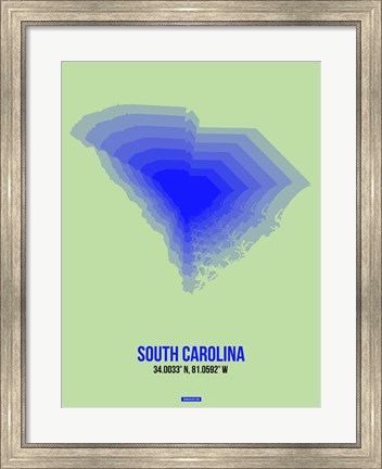 Framed South Carolina Radiant Map 2 Print