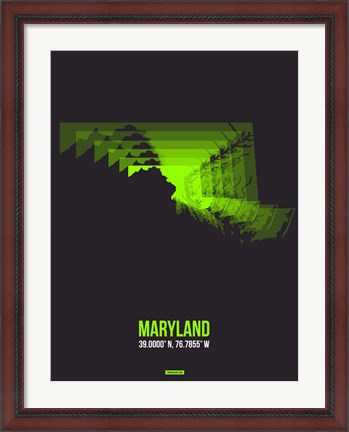 Framed Maryland Radiant Map 6 Print