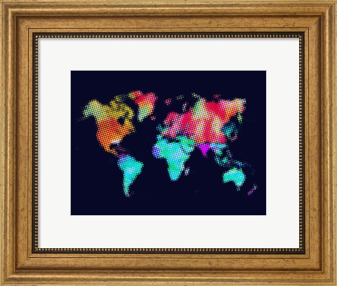 Framed Dotted World Map 5 Print