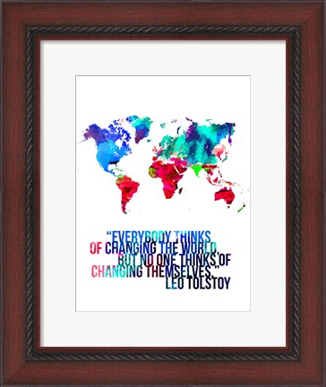 Framed World Map Quote Leo Tolstoy Print