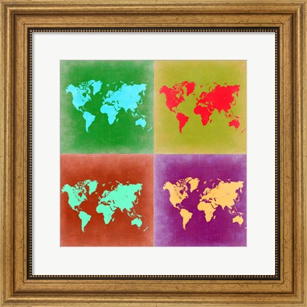 Framed Pop Art World Map 3 Print