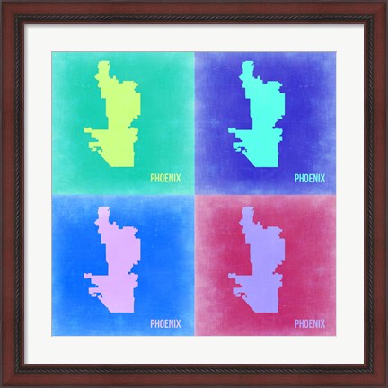 Framed Phoenix Pop Art Map 2 Print