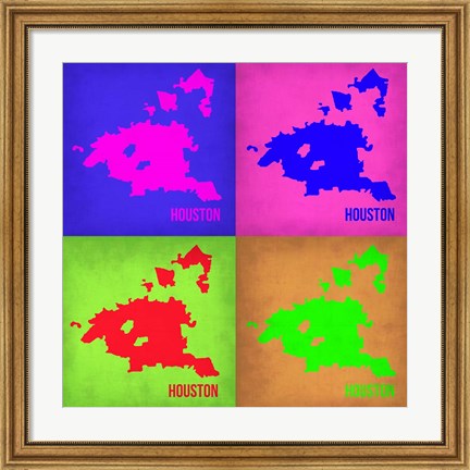 Framed Houston Pop Art Map 1 Print