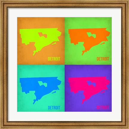 Framed Detroit Pop Art Map 1 Print