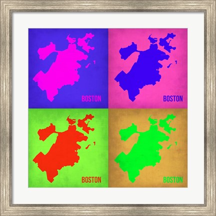 Framed Boston Pop Art Map 1 Print