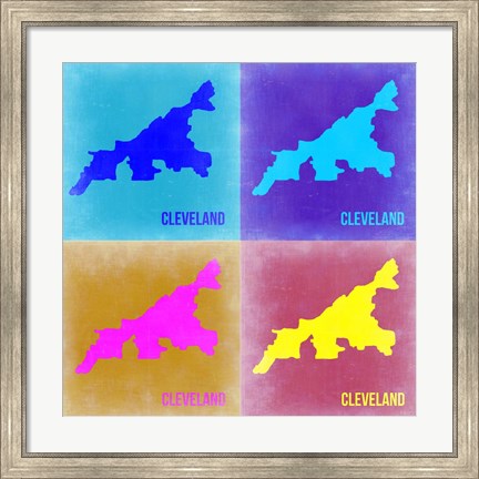 Framed Cleveland Pop Art Map 2 Print