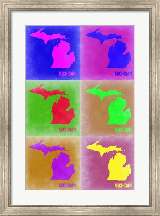 Framed Michigan Pop Art Map 2 Print