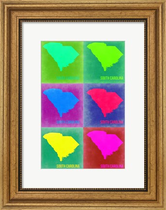 Framed South Carolina Pop Art Map 2 Print